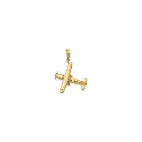 3D High-Wing Airplane Pendant yellow (14K) front - Popular Jewelry - New York