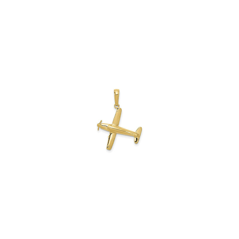 3D Low-Wing Airplane Pendant yellow (14K) front - Popular Jewelry - New York