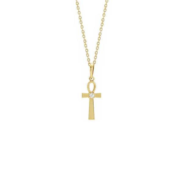 Diamond Incrusted Ankh Necklace yellow (14K) front - Popular Jewelry - New York