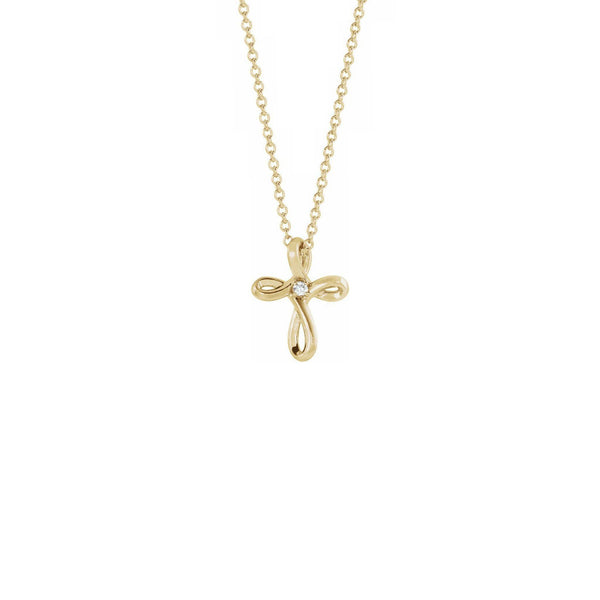 Diamond Incrusted Infinity Cross Necklace yellow (14K) front - Popular Jewelry - New York