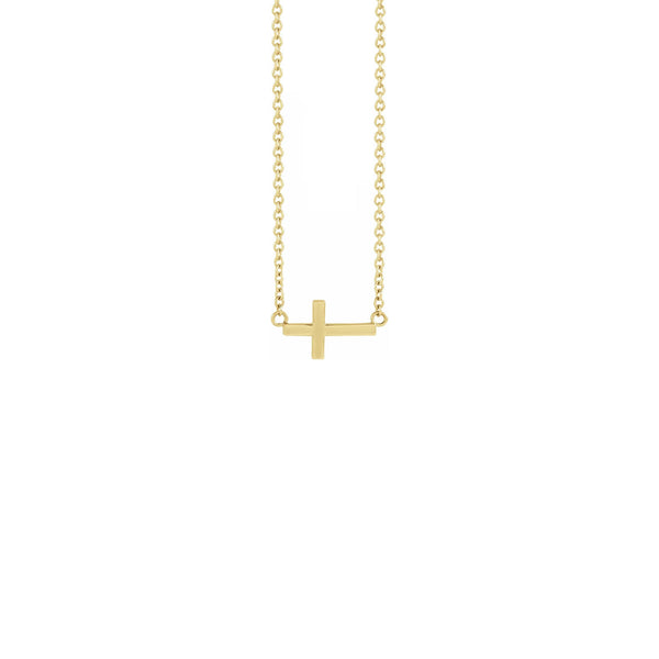 Mini Sideways Cross Necklace yellow (14K) front - Popular Jewelry - New York