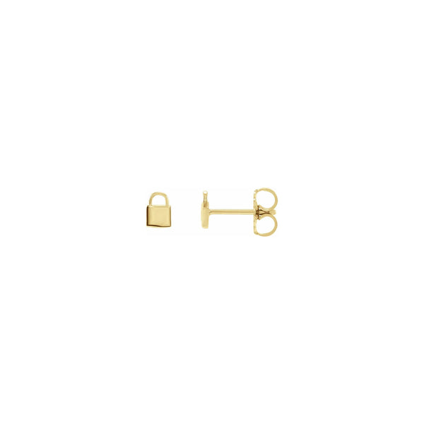 Padlock Stud Earrings yellow (14K) main - Popular Jewelry - New York