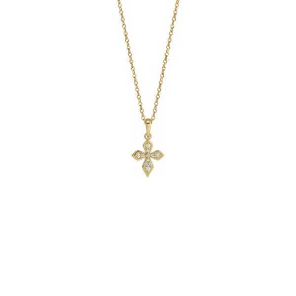 Petite Diamond Cross Necklace yellow (14K) front - Popular Jewelry - New York