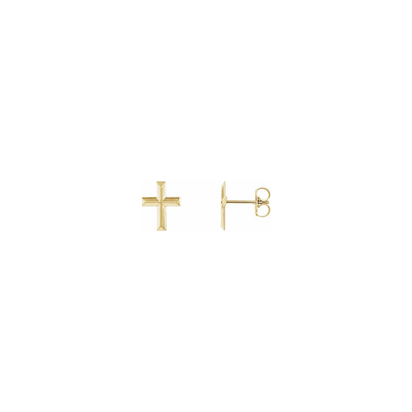 Pyramidal Cross Stud Earrings (14K) main - Popular Jewelry - New York