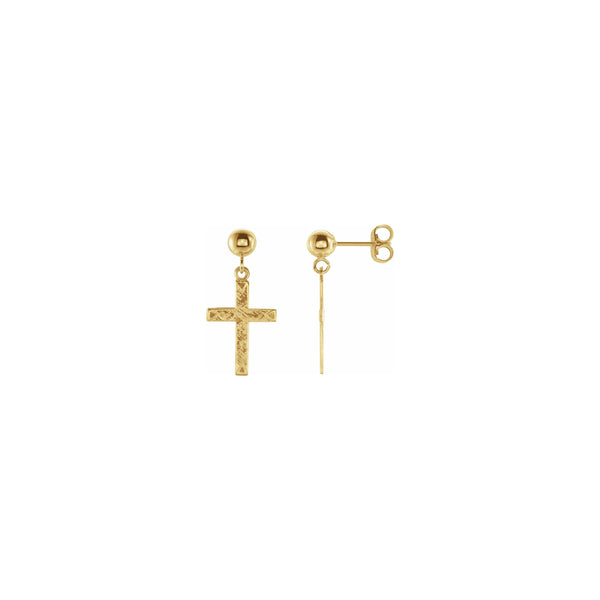 Textured Cross Dangling Earrings (14K) main - Popular Jewelry - New York