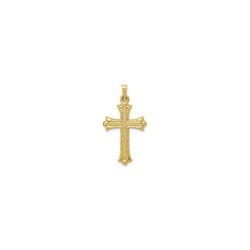 Textured Lightweight Fleur de Lis Cross Pendant large (14K) front - Popular Jewelry - New York