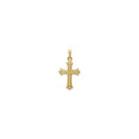 Textured Lightweight Fleur de Lis Cross Pendant small (14K) front - Popular Jewelry - New York