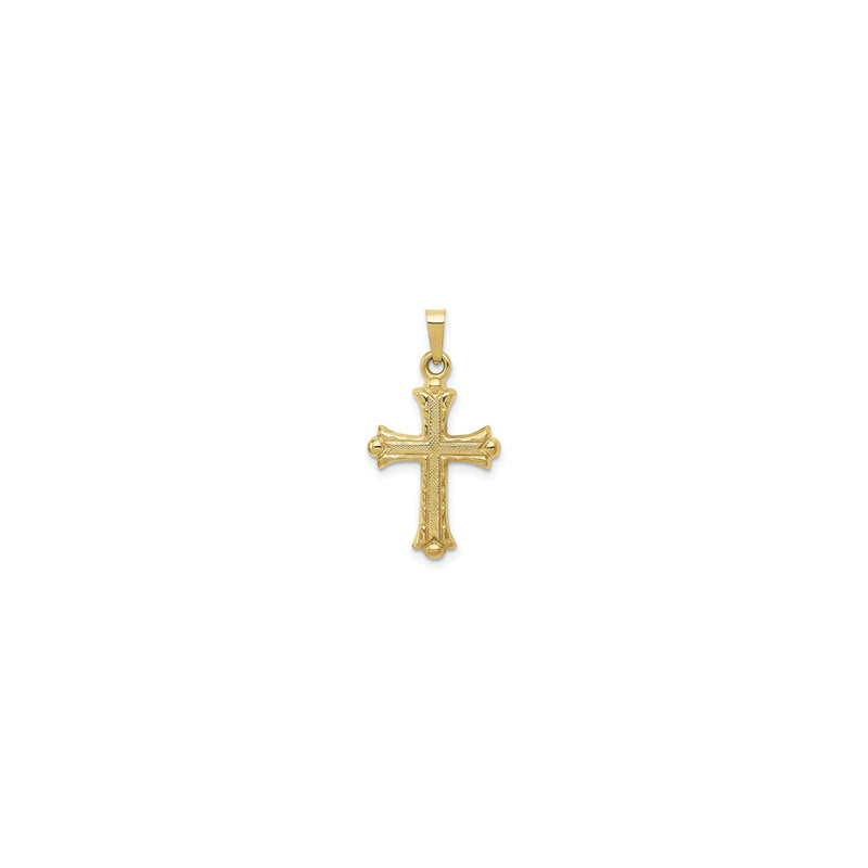 Textured Lightweight Fleur de Lis Cross Pendant small (14K) front - Popular Jewelry - New York