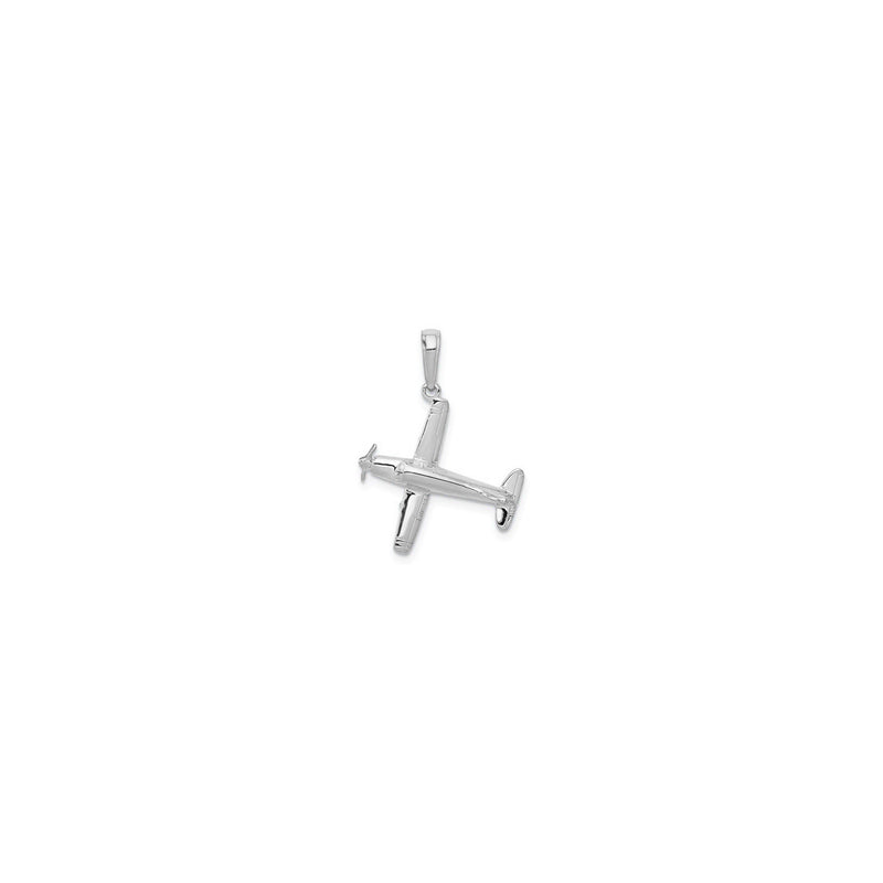 3D Low-Wing Airplane Pendant white (14K) front - Popular Jewelry - New York