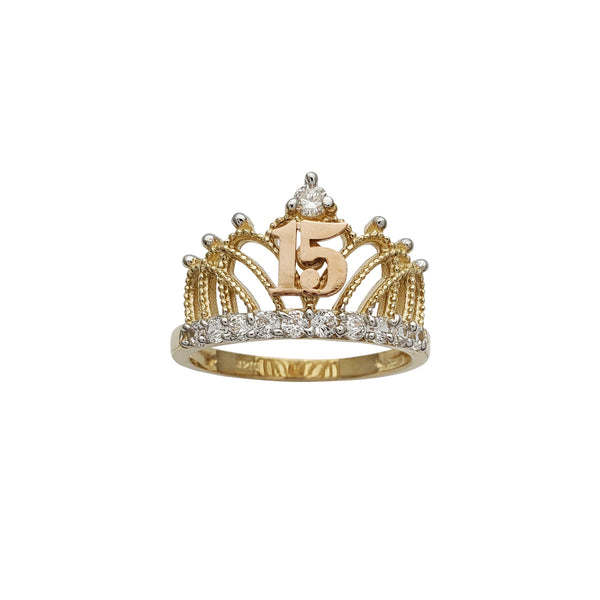 15 Years Birthday Crown-Tiara Ring (14K) Popular Jewelry New York