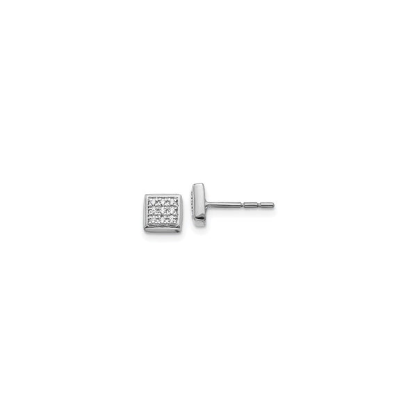 White Gold Diamond Square Cluster Stud Earrings 6mm (14K) main - Popular Jewelry - New York