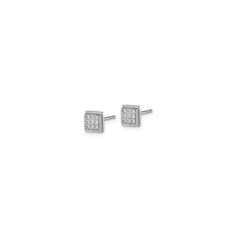 White Gold Diamond Square Cluster Stud Earrings 6mm (14K) side - Popular Jewelry - New York