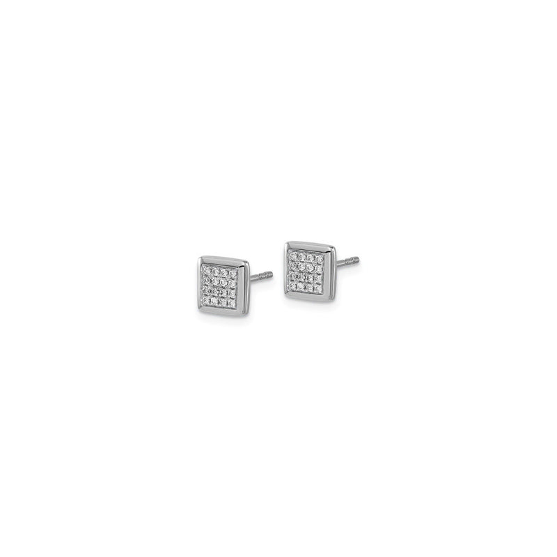 White Gold Diamond Square Cluster Stud Earrings 7mm (14K) side - Popular Jewelry - New York