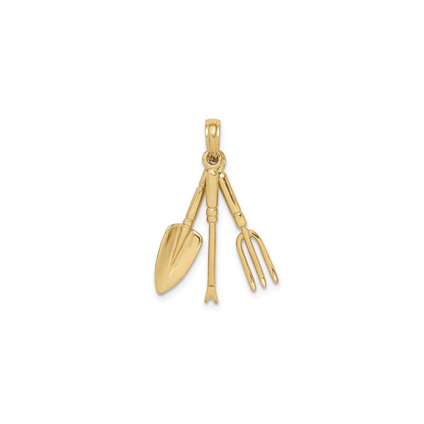 3D Gardening Tool Trio Pendant (14K) front - Popular Jewelry - New York