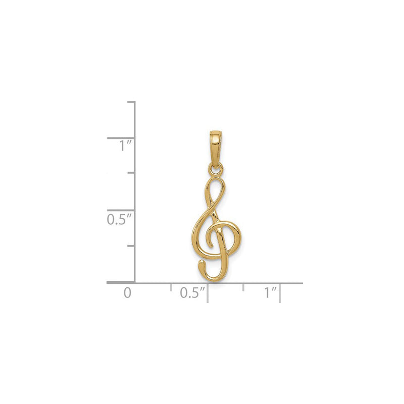 3D Treble Clef Pendant (14K) scale - Popular Jewelry - New York