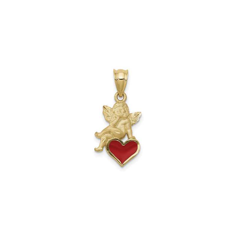 Angel on a Heart Enamel Pendant (14K) front - Popular Jewelry - New York