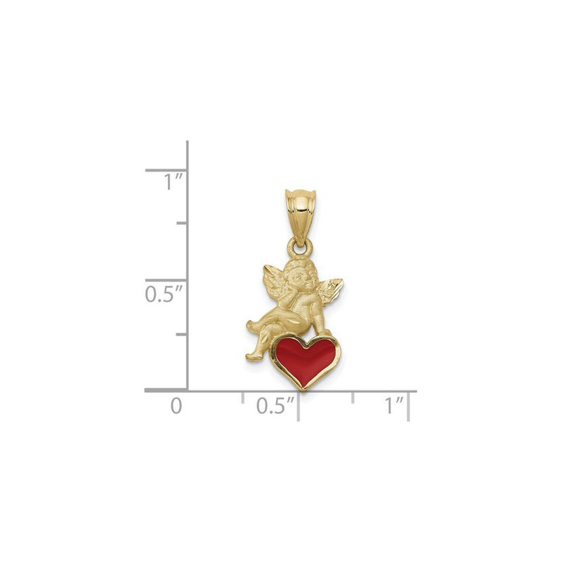 Angel on a Heart Enamel Pendant (14K) scale - Popular Jewelry - New York