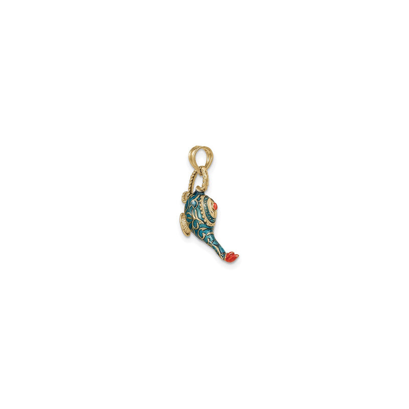 Blue Genie Lamp 3D Pendant (14K) diagonal 2 - Popular Jewelry - New York