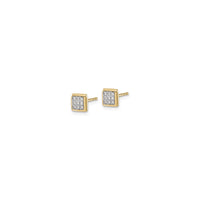 Diamond Square Cluster Stud Earrings 6mm (14K) side - Popular Jewelry - New York