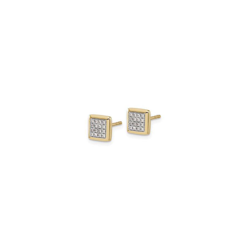 Diamond Square Cluster Stud Earrings 7mm (14K) side - Popular Jewelry - New York