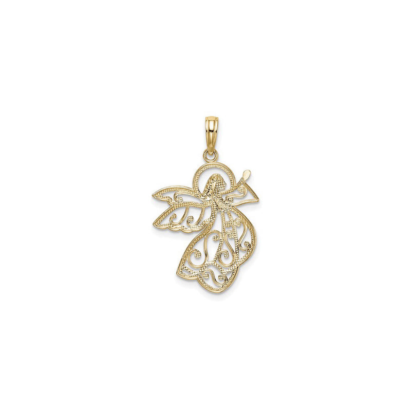 Flying Celestial Angel Filigree Pendant (14K) back - Popular Jewelry - New York