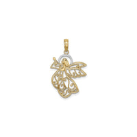 Flying Celestial Angel Filigree Pendant (14K) front - Popular Jewelry - New York