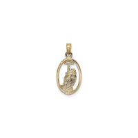 Golden Praying Hands with Cross Oval Pendant (14K) back - Popular Jewelry - New York