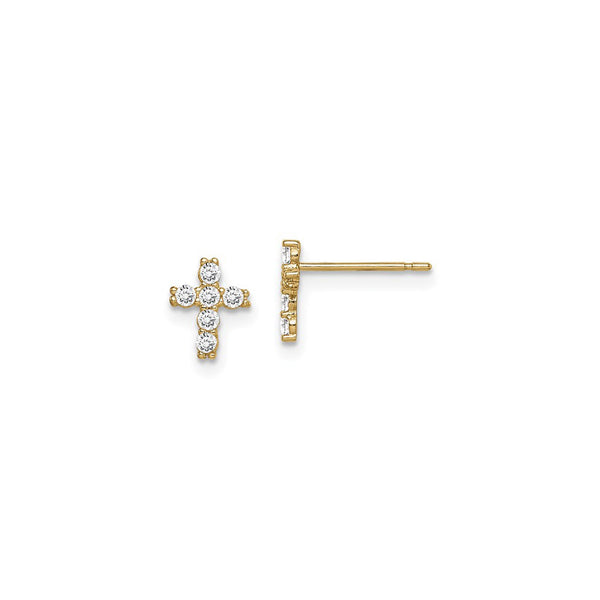 Mini Icy Cross Stud Earrings (14K) main - Popular Jewelry - New York