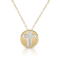 Mother of Pearl Cross Medallion Necklace (14K)