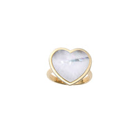 Mother of Pearl Heart Ring yellow (14K) front - Popular Jewelry - New York