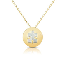 Mother of Pearl Puzzle Piece Medallion Necklace (14K) main - Popular Jewelry - New York