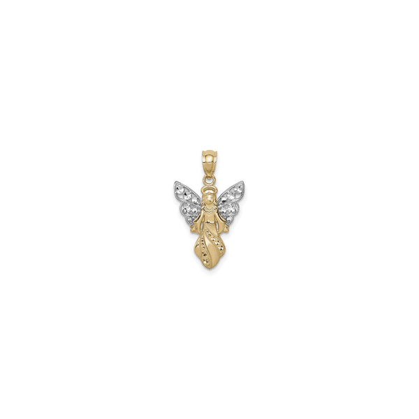 Multi-Textured Guardian Angel Pendant (14K) front - Popular Jewelry - New York