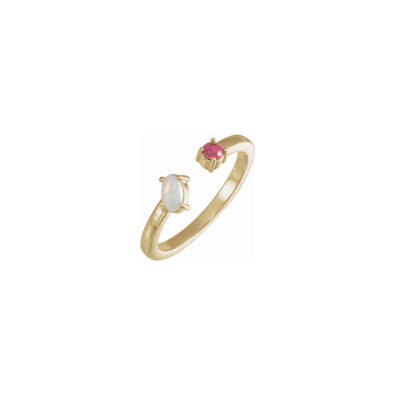 Opal and Pink Tourmaline Open Ring