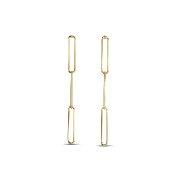 Paperclip Dangling Earrings (14K) front - Popular Jewelry - New York