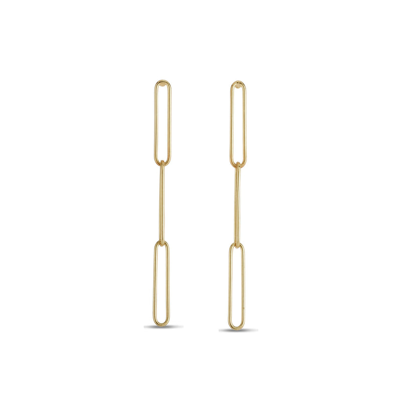 Paperclip Dangling Earrings (14K) front - Popular Jewelry - New York