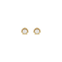 Pearl Seashell Stud Earrings (14K) front - Popular Jewelry - New York