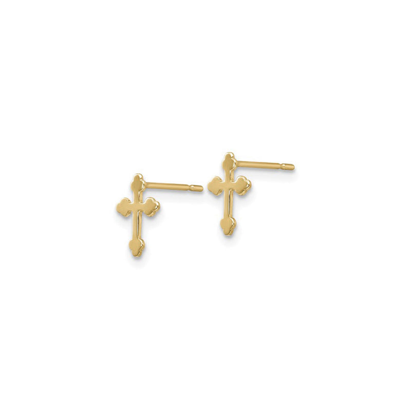 Plain Budded Cross Friction Stud Earrings (14K) side - Popular Jewelry - New York