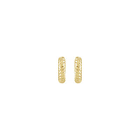 Rope Huggie Hoop Earrings yellow (14K) front - Popular Jewelry - New York