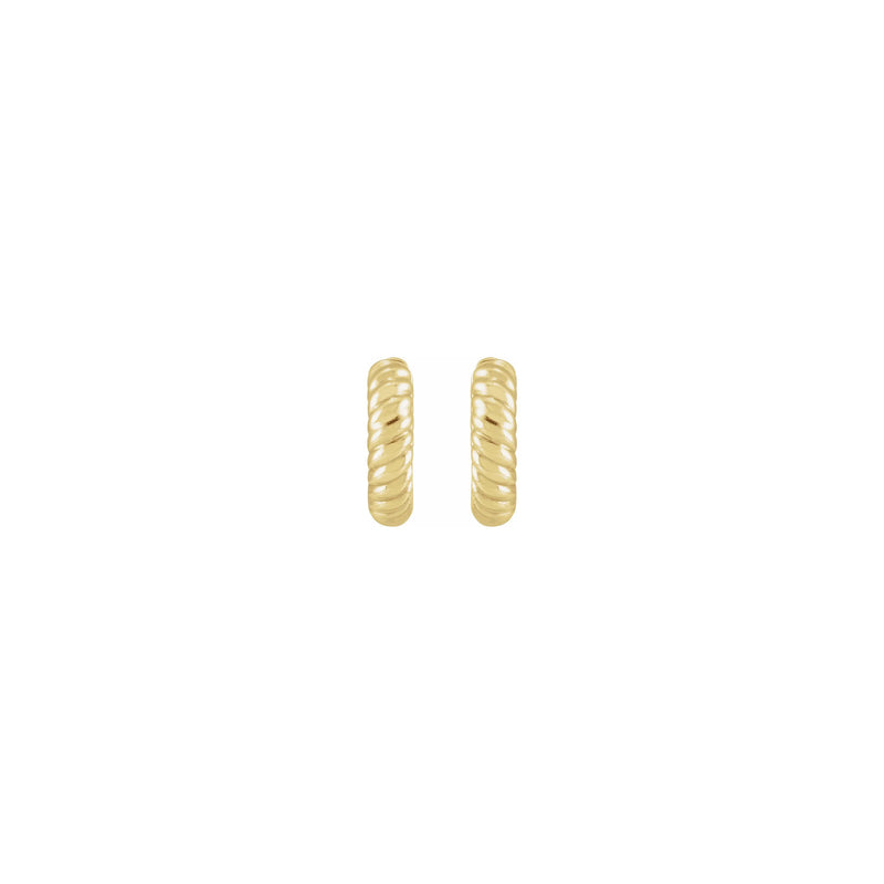 Rope Huggie Hoop Earrings yellow (14K) front - Popular Jewelry - New York