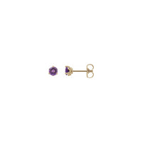 Round Amethyst 3-prong Stud Earrings (14K) main - Popular Jewelry - New York