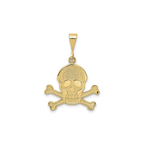 Skull and Bones Mesh Patterned Pendant (14K) front - Popular Jewelry - New York