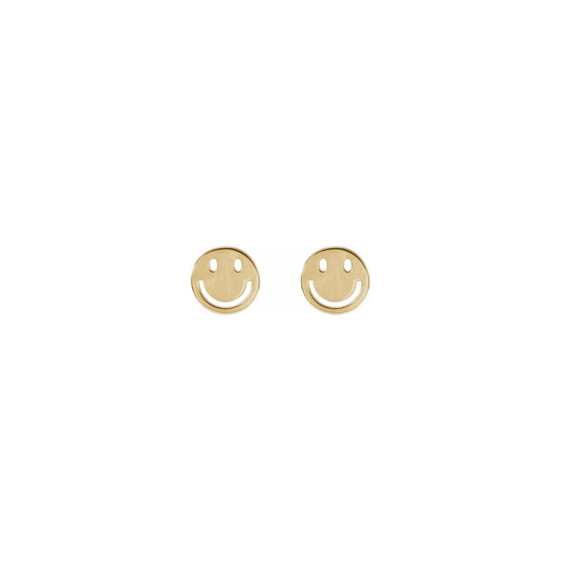 Smiley Face Stud Earrings (14K) front - Popular Jewelry - New York