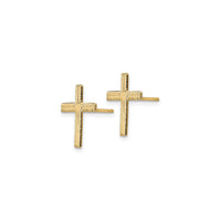 Textured Satin Heart Cross Friction Stud Earrings (14K) side - Popular Jewelry - New York