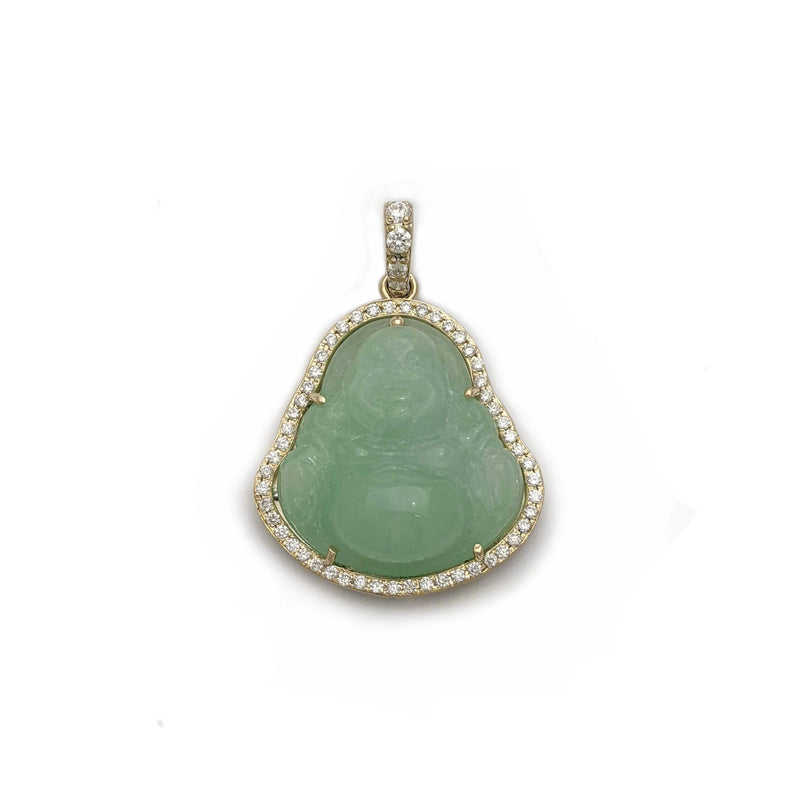 VS Diamond Framed Jade Buddha Pendant (14K) front - Popular Jewelry - New York