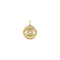 White Opal and Diamonds Evil Eye Round Pendant yellow (14K) front - Popular Jewelry - New York