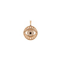 Black Onyx and Diamonds Evil Eye Round Pendant rose (14K) front - Popular Jewelry - New York