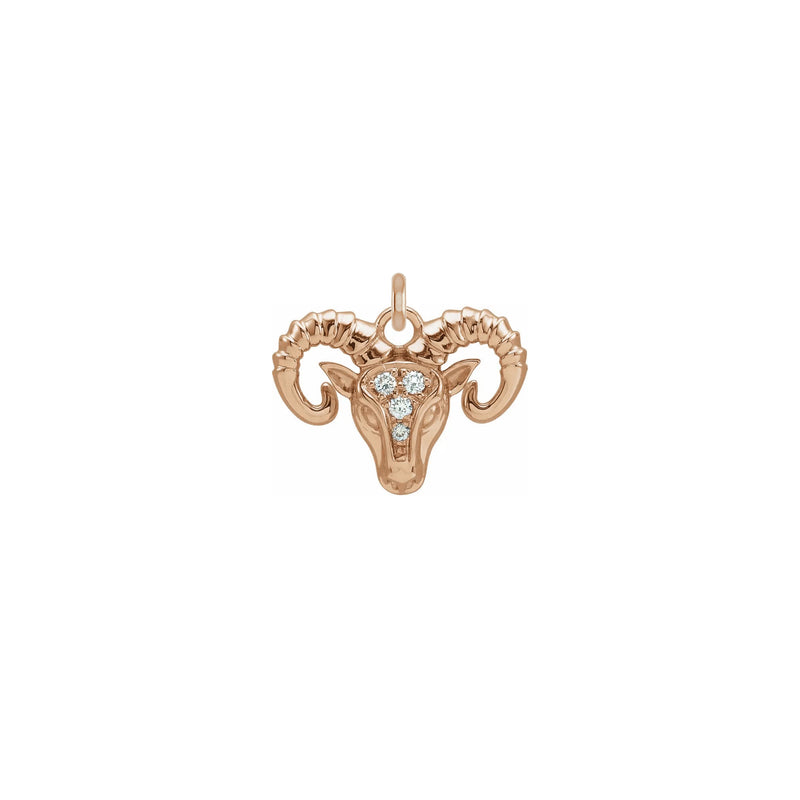 Diamond Aries Zodiac Pendant rose (14K) front - Popular Jewelry - New York