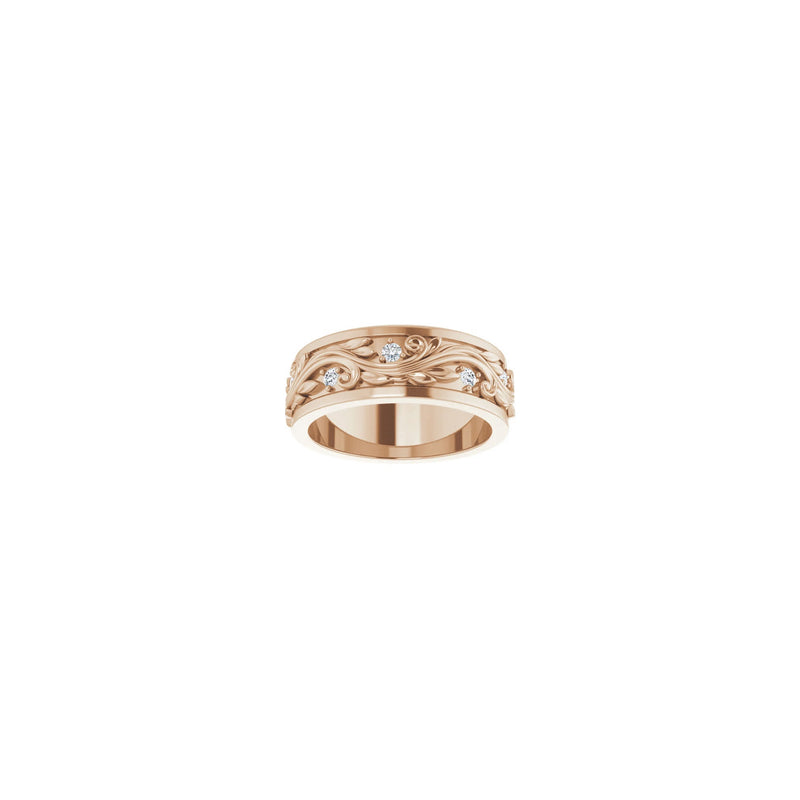 Diamond Floral Ring rose (14K) front - Popular Jewelry - New York