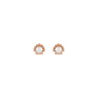 Pearl Seashell Stud Earrings rose (14K) front - Popular Jewelry - New York