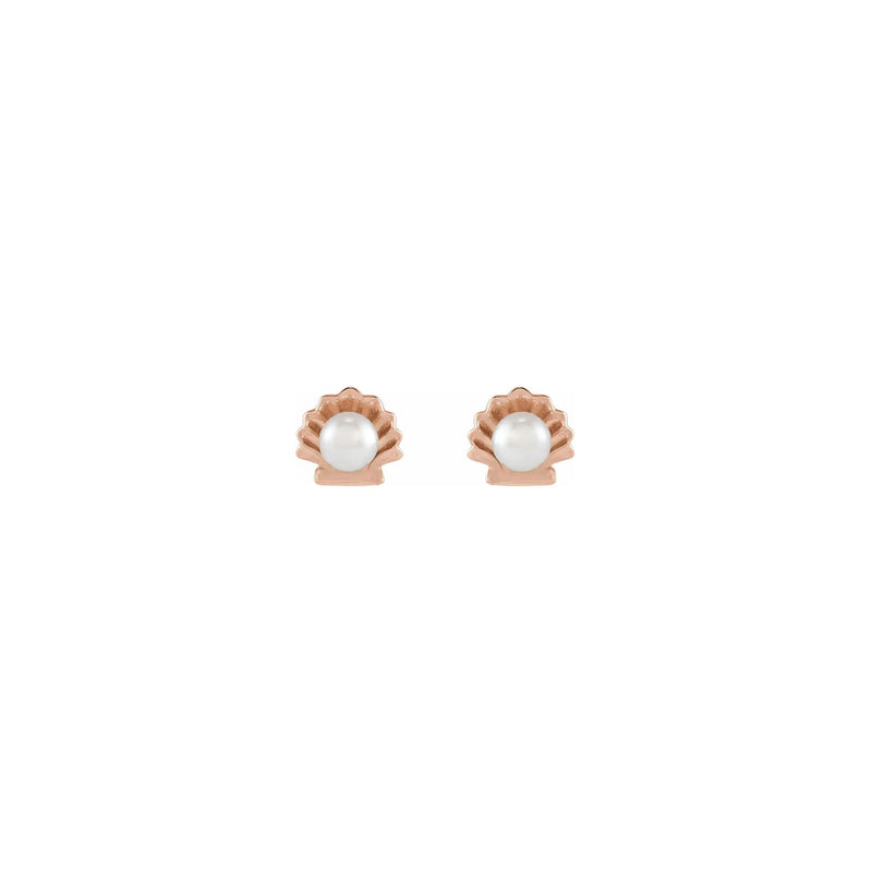 Pearl Seashell Stud Earrings rose (14K) front - Popular Jewelry - New York